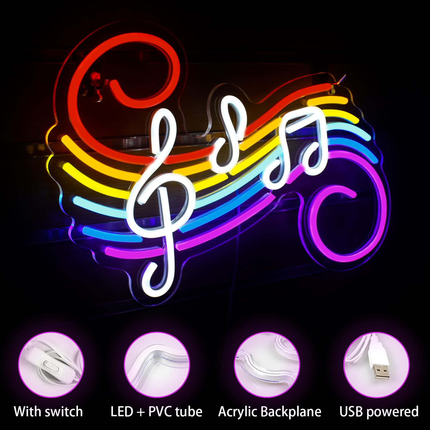 Music Notes Neon Sign Customiz - Neon Sign Party recension och pris