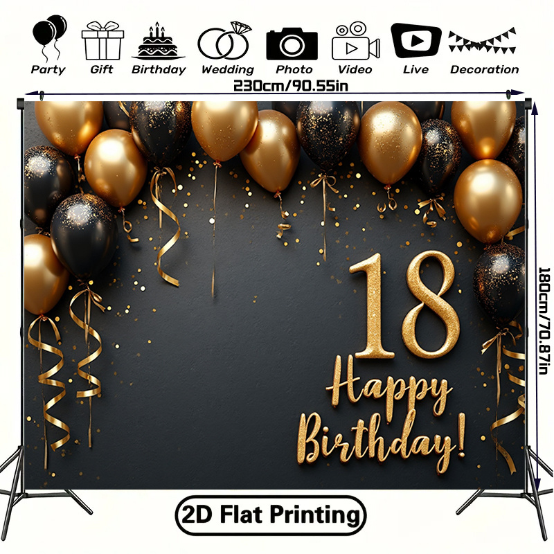 2D 1Pc Black & Gold Balloons B - Party Banner Gold recension och pris