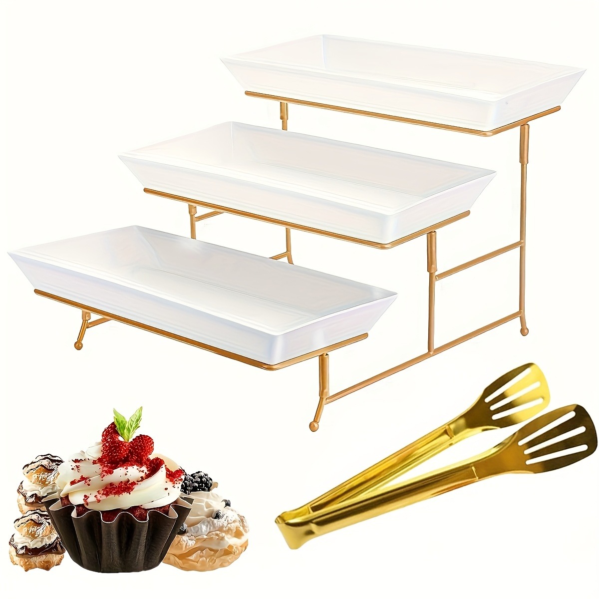 White Tiered Serving Stand + T - Cupcake Stand Tier recension och pris