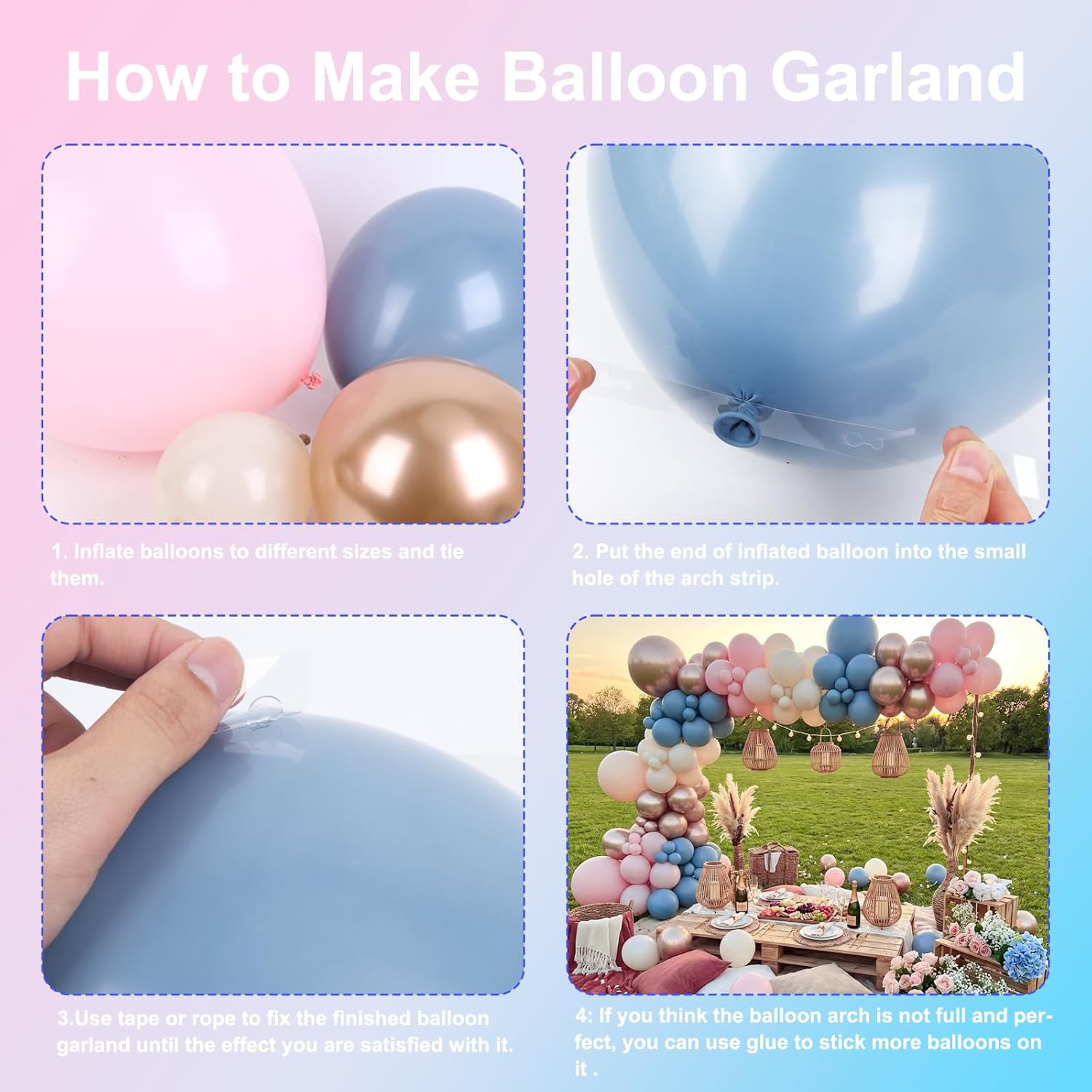 Dusty Pink Blue Champagne Gold - Balloon Arch Kit recension och pris