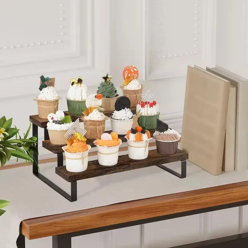 3 Tier Wooden Display Riser Cu - Cupcake Stand Tier recension och pris
