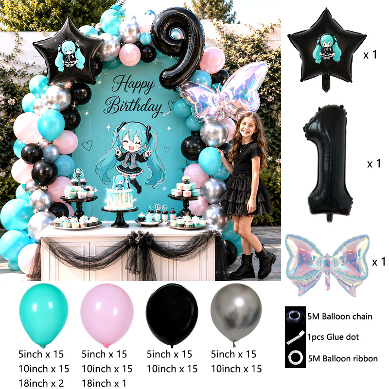Miku Themed Balloon Arch Garla - Balloon Arch Kit recension och pris