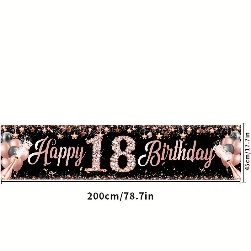 18th Birthday Banner, Rose Gol - Party Banner Gold recension och pris