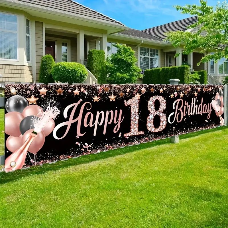 18th Birthday Banner, Rose Gol - Party Banner Gold recension och pris