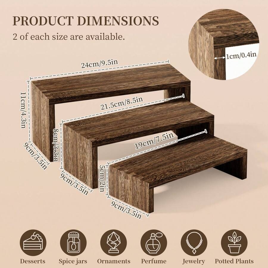 6pcs Display Wood Stand, Woode - Cupcake Stand Tier recension och pris