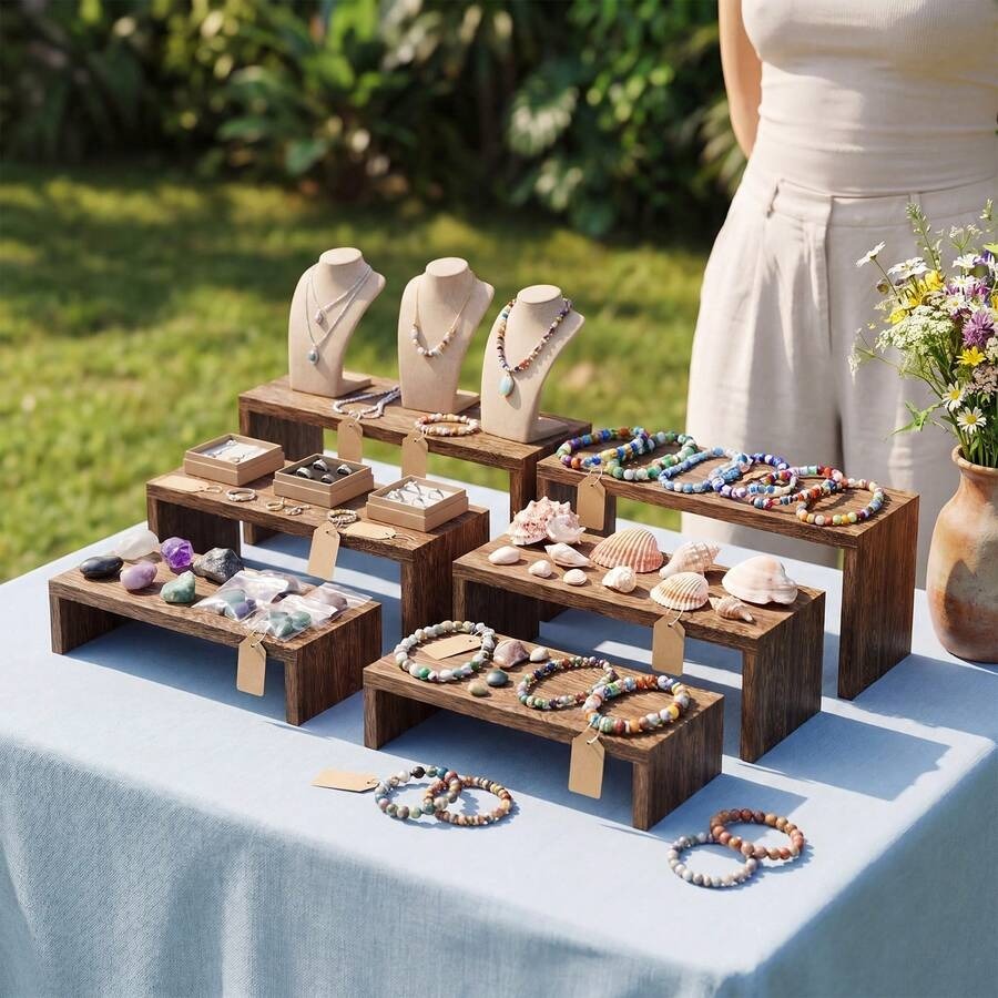 6pcs Display Wood Stand, Woode - Cupcake Stand Tier recension och pris
